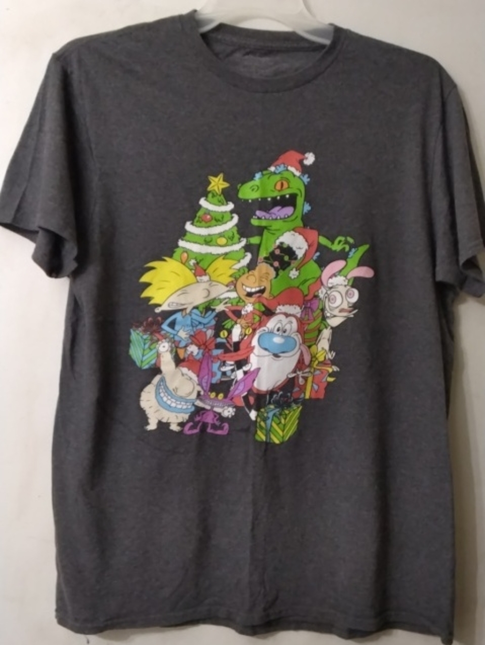 Nickelodeon Characters Holiday Graphic Tee - Dark Gray Men's Sz Large